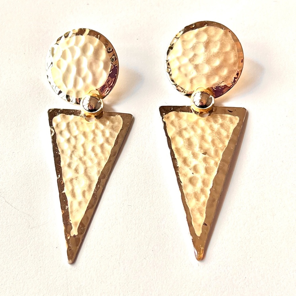 Retro Geometric Stud Pierced Dangle Swing Earrings 1970s 1980s Vintage Jewelry